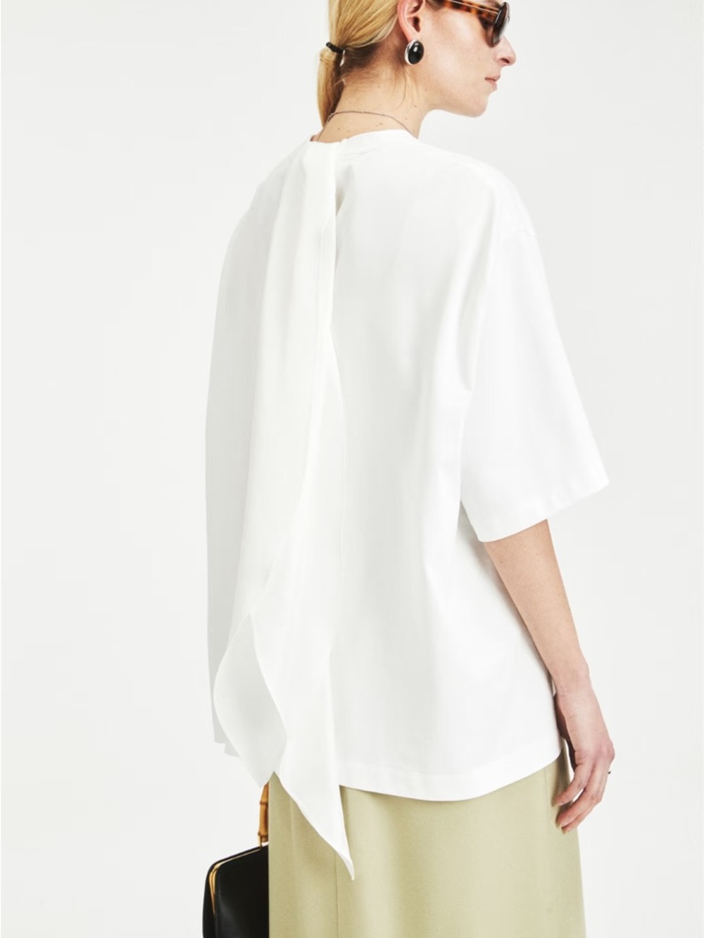 Elegant White Back-Tie Women's Top